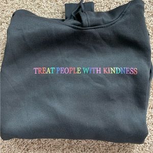 Treat people with kindness black fleece hoodie size large
